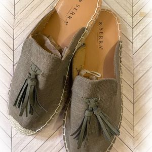 Olive Green Espadrille Mules